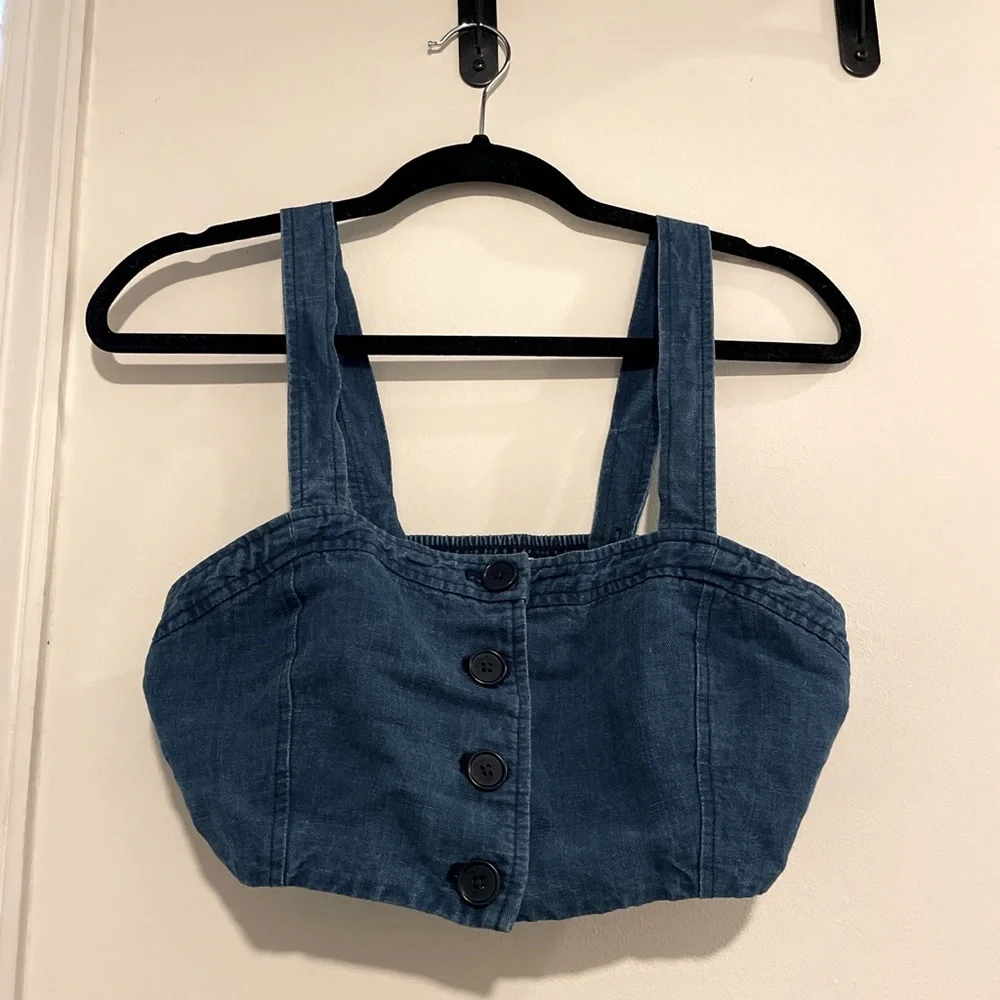 Aritzia Wilfred linen and denim bralette top, size Small. Only worn once. - Picture 1 of 3